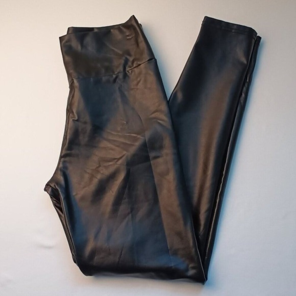 Unbranded Womens High Waisted Faux Leather Liquid Leggings Size XS Black Edgy
